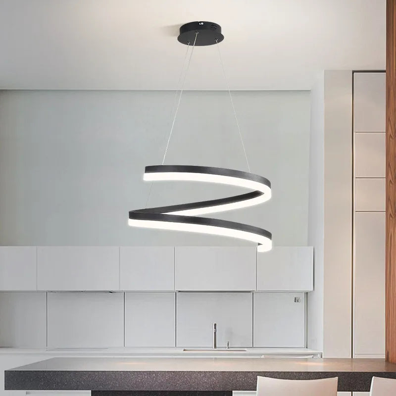 Nordic LED Pendant Lights Dimmable Chandelier Ring Lamp Fixture