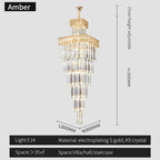 Crystal Chandelier: Luxury Spiral Staircase Pendant Light for Duplex Hollow Loft