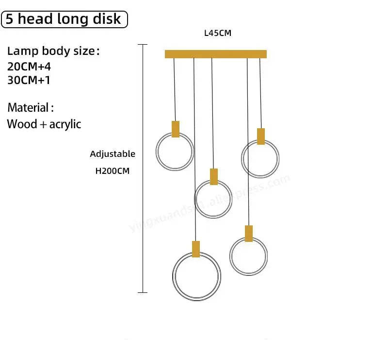 LED Wooden Staircase Chandelier Ceiling Lights - Modern Hanging Pendant Lamps