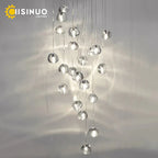 Crystal Ball Chandelier: Long Adjustable Staircase Pendant Light perfect for Home & Restaurant