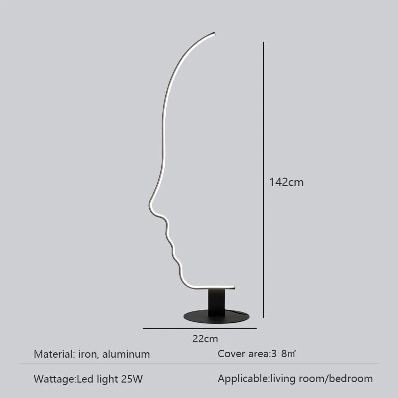 Modern Minimalist Human Face LED Floor Lamp for Living Room and Bedroom