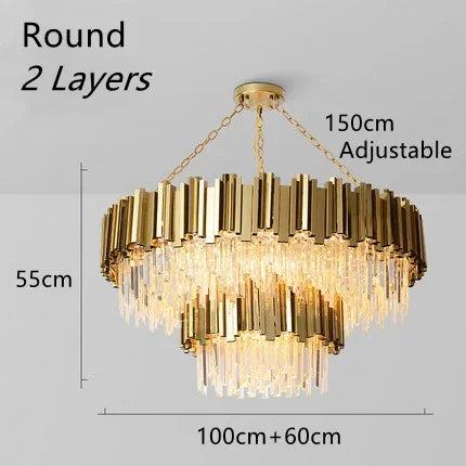 Stainless Steel Crystal Pendant Chandelier for Modern Luxury Indoor Lighting