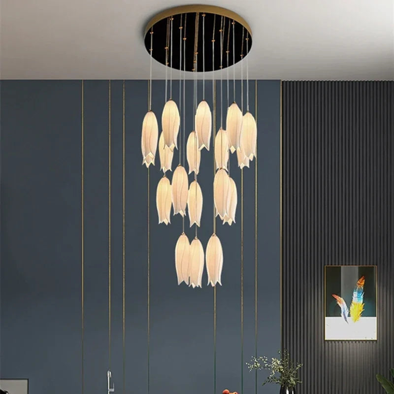 Nordic Tulip Chandelier: Multi-heads Pendant Lamp for Villa, Hotel, Restaurant, Bedroom