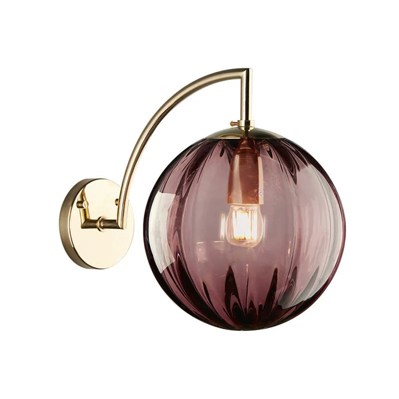 Modern Golden Glass Ball Wall Sconce Light Fixture for Indoor Living Room Décor