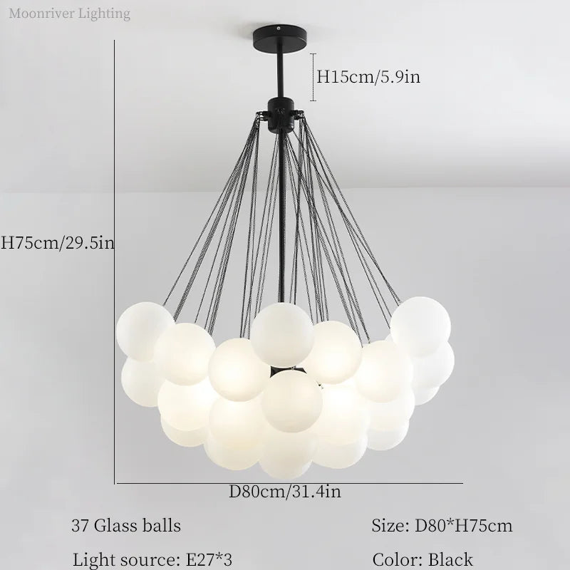 White Bubble Glass Ball Hanging Ceiling Lamp for Modern Home Decor