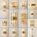 Gold Crystal Wall Lights: Elegant LED Sconce for Bedroom, Living Room & Bathroom