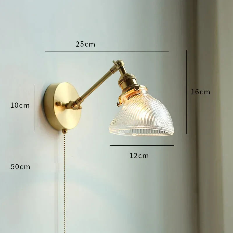 Copper LED Wall Sconce Mirror Stair Light with Pull Switch