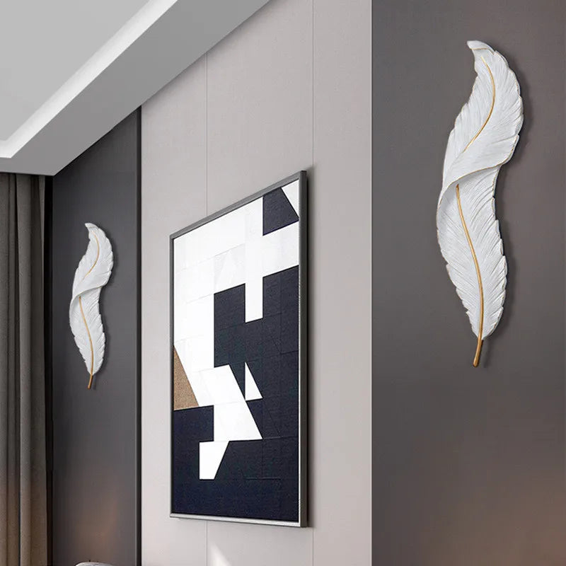 Nordic Feather LED Wall Lamp White Indoor Sconce Light for Bedroom, Living Room