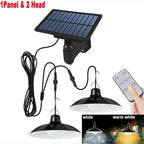 Double-head Solar Pendant Light with Remote Control for Indoor and Outdoor Decor