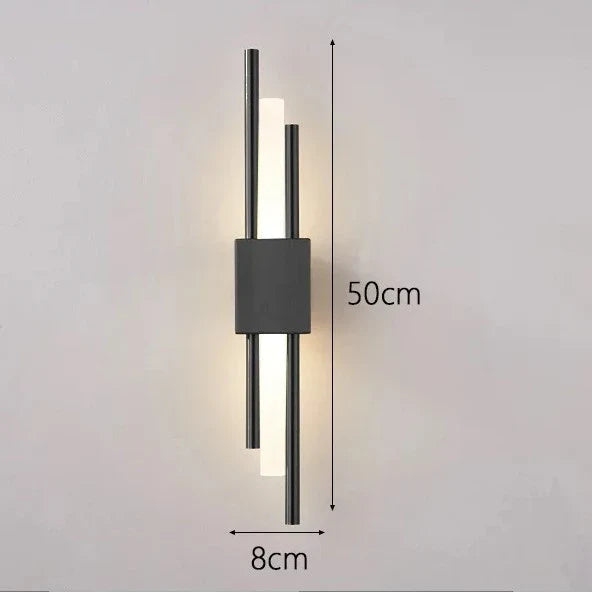 Modern Acrylic Pipe LED Wall Sconce Light for Room Decor, Black & Gold Iron Art