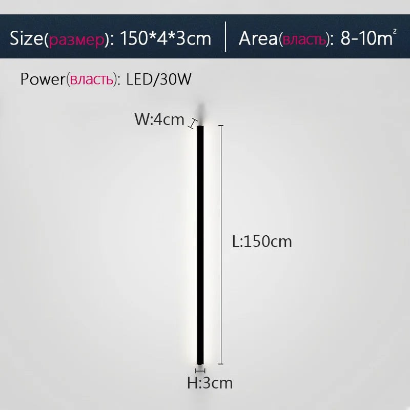 Black LED Wall Lamp for Bedroom Living Room Aisle Sofa Background