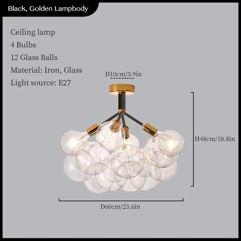 Glass Balls Ceiling Pendant Lights Minimalist Living Room Chandelier Shop Bar Decor