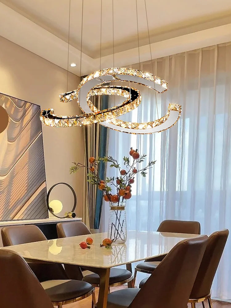 Modern LED Crystal Chandelier for Living Room, Restaurant - Creative Pendant Light