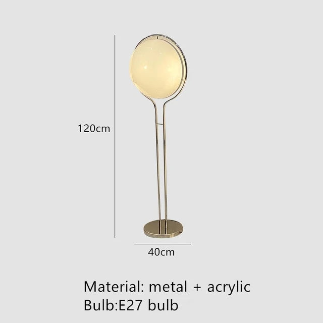 Chrome Metal LED Floor Lamp with White Acrylic Ball Light for Home Decoration