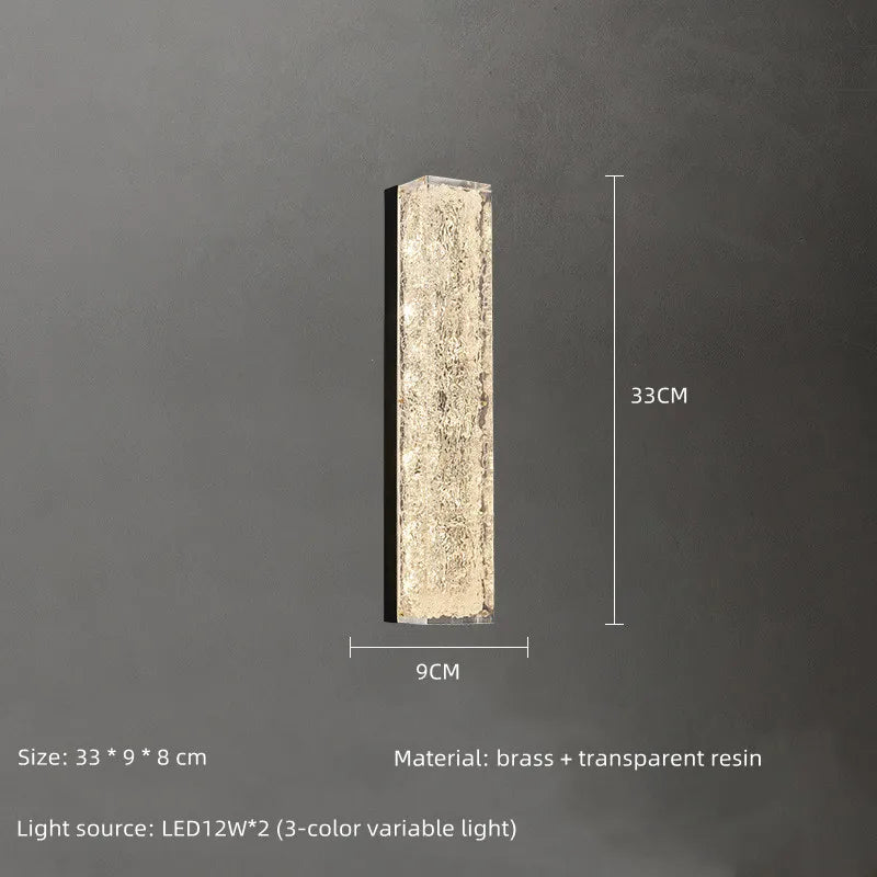 Copper Crystal LED Wall Lamp for Living Room, Postmodern Bedside Light