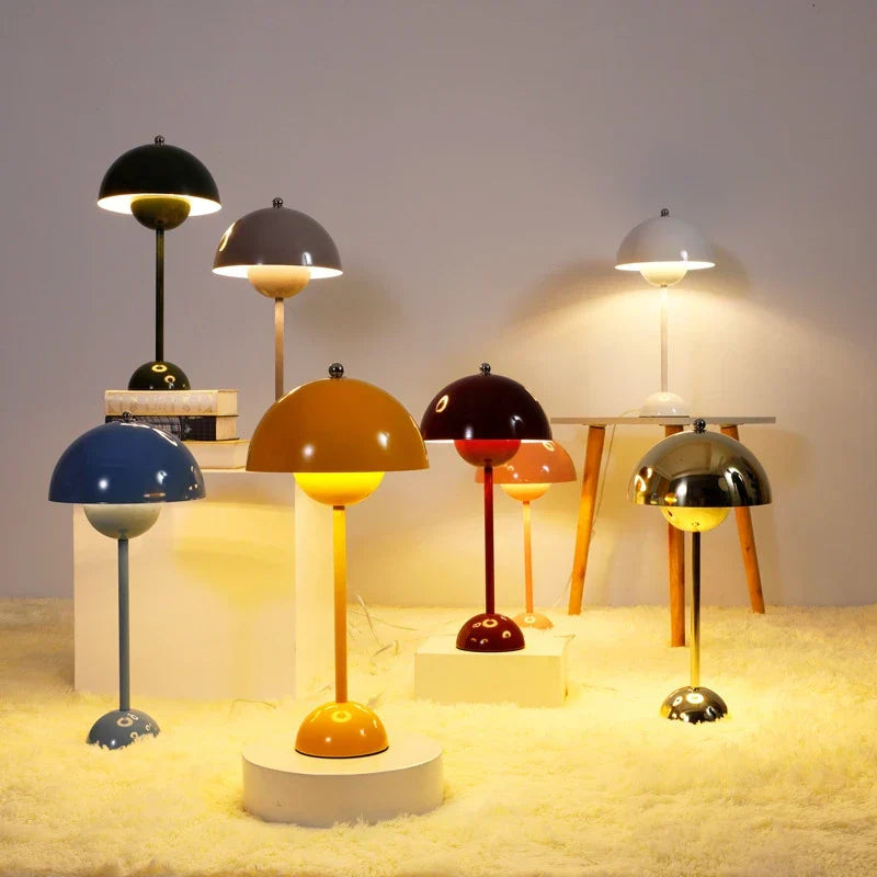 Iron Mushroom Shape Macaron Table Lamp - Modern Minimalist LED Home Decoration