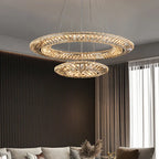 LED Crystal Chandelier: Elegant Light Luxury Golden Ceiling Art Ring for Living Room