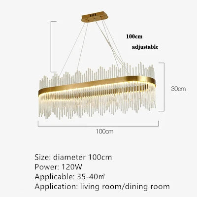 Crystal Pendant Chandelier: Remote Control Dimmable LED Lighting