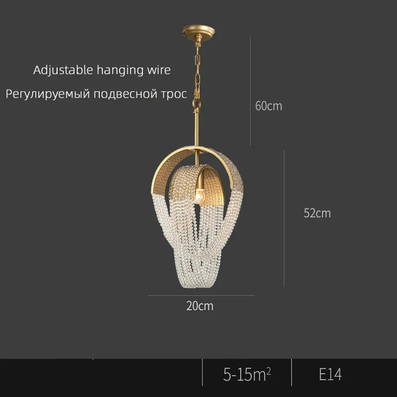 Tassel Crystal LED Chandelier: Nordic Style Round Pendant Lamp for Modern Home Decor