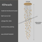 Crystal Chandelier Pendant Light for Luxury Staircase