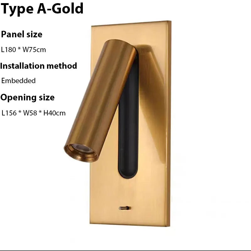 LED Wall Sconce Adjustable Reading Light for Hotel Bedroom, USB Charging