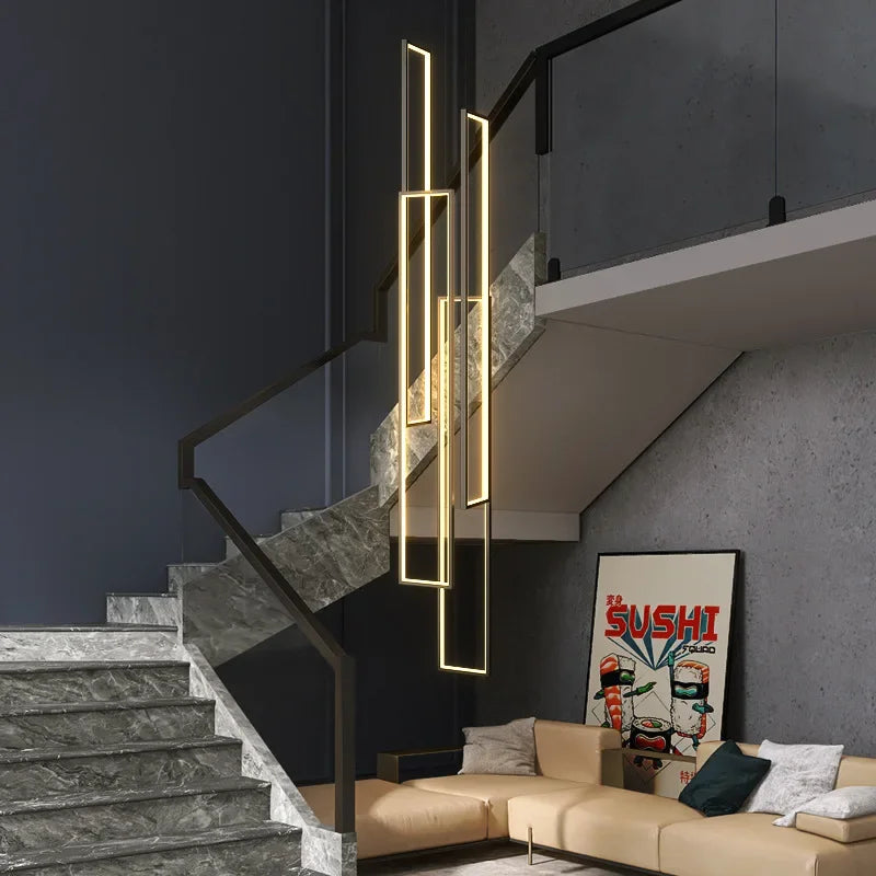 Modern LED Aluminum Pendant Chandelier for Living Room Staircase LOFT