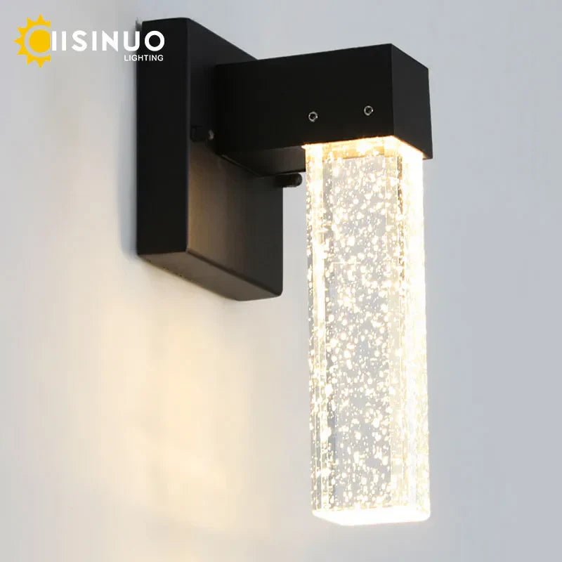 Crystal LED Outdoor Wall Light IP65 Waterproof Sconce for Balcony Garden
