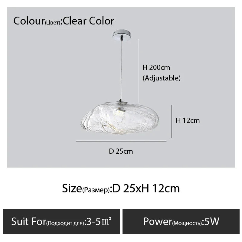 Glass Cloud Chandelier LED Pendant Lamp for Villa Staircase & Hotel