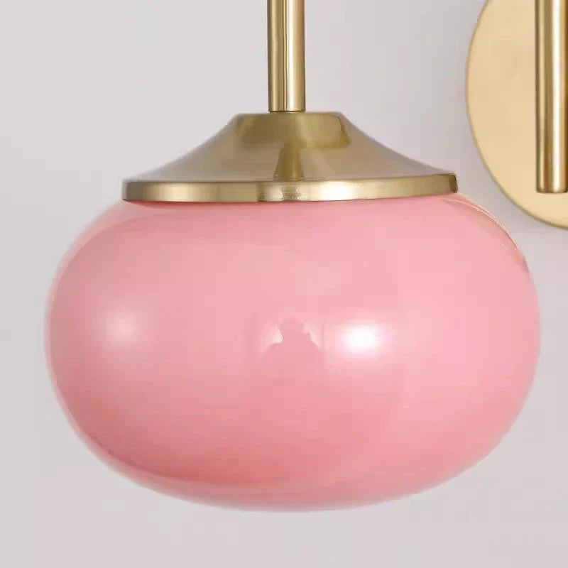 Glass Ball Wall Lamp: Modern Pink & White Stylish Lighting Fixture for Living Room