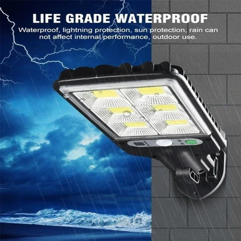 Solar Outdoor Street Light with Motion Sensor Security, 3 Light Mode Waterproof Lighting