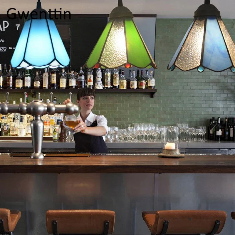 Tiffany Pendant Lights: Stained Glass Hanging Lamp for Mediterranean Loft Home Decor