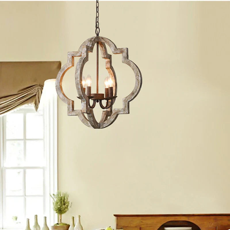Solid Wood Chandelier: Elegant Pendant Light for Home Improvement