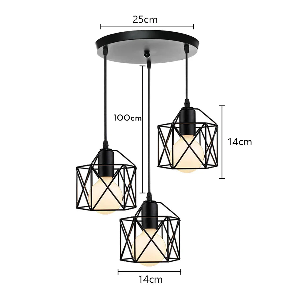Wrought Iron Caged Pendant Light for Industrial Style Decor