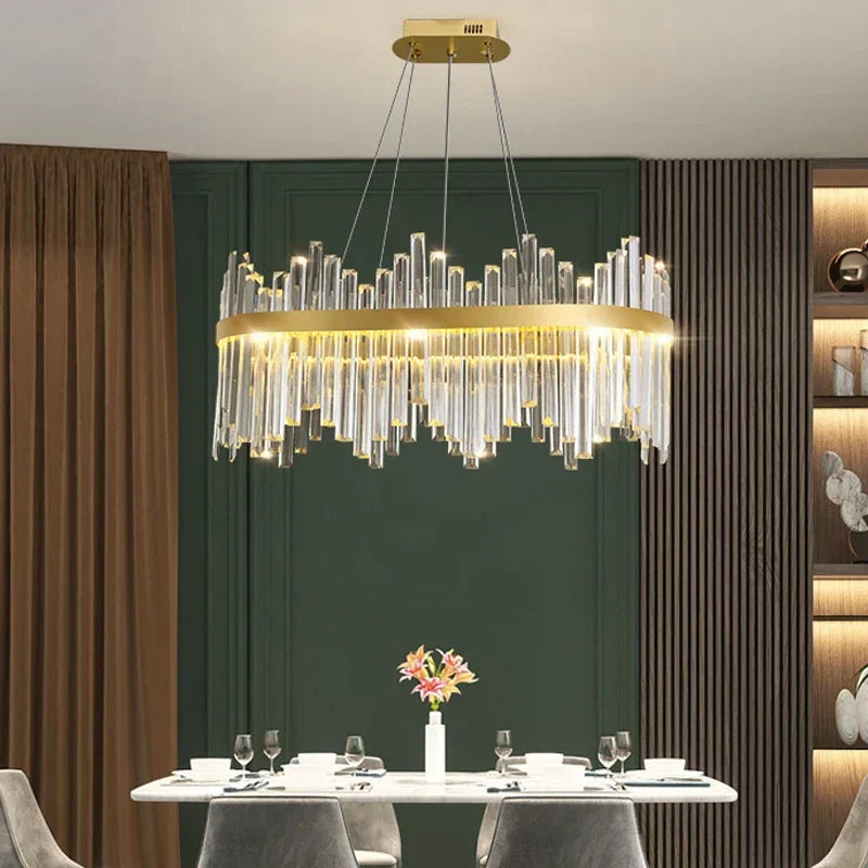 Shiny Crystal Chandelier Dimmable LED Luxury Ceiling Light