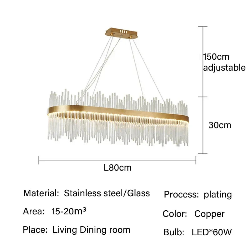 Modern Glass Rod LED Pendant Chandelier for Home Indoor Lighting