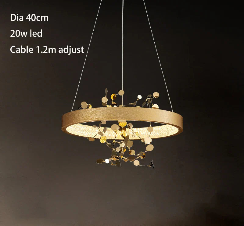 Modern Stainless Steel Ring Pendant Lighting for Home Decorución