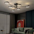 Modern LED Chandelier Black Aluminum Ceiling Light with Remote Control