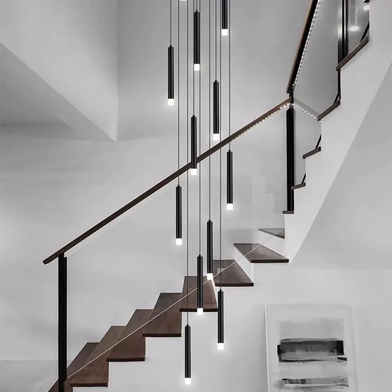 LED Staircase Chandeliers: Modern Pendant Light Lamps for Living Room Decor