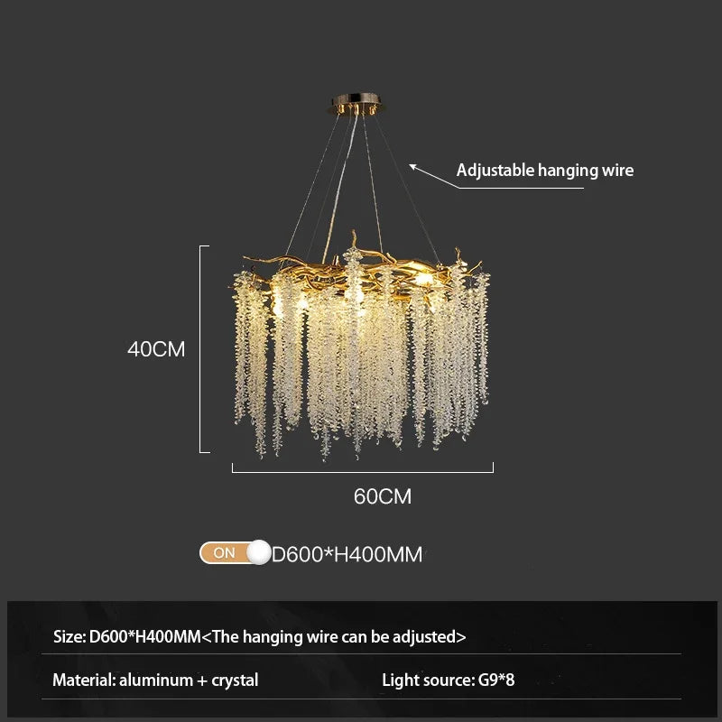 Tassel Crystal Chandelier: Luxury LED Ceiling Pendant for Living, Hotel Hall - Modern Elegance