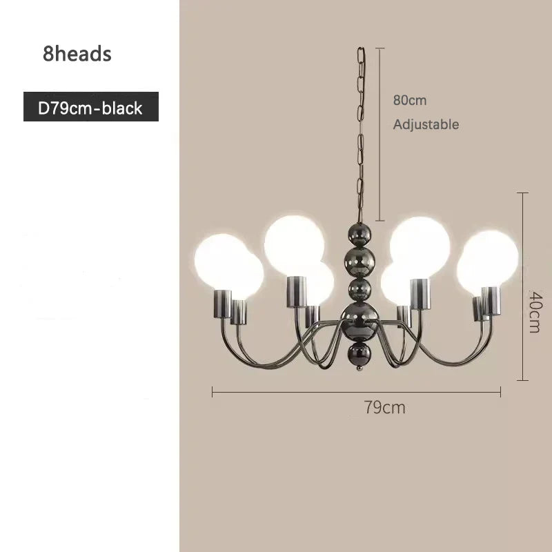 Pearl Black Chandelier: Minimalist High-End Bauhaus Design for Living Room Bedroom Study