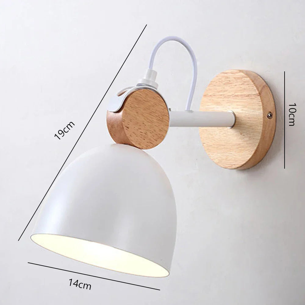 Wooden Wall Light Bedside Lamp Shade Modern Nordic E27 LED Sconce Living Room Lighting