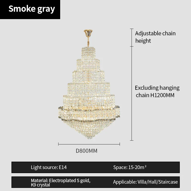 Rotating Crystal Chandelier for Duplex Villa Luxury Décor