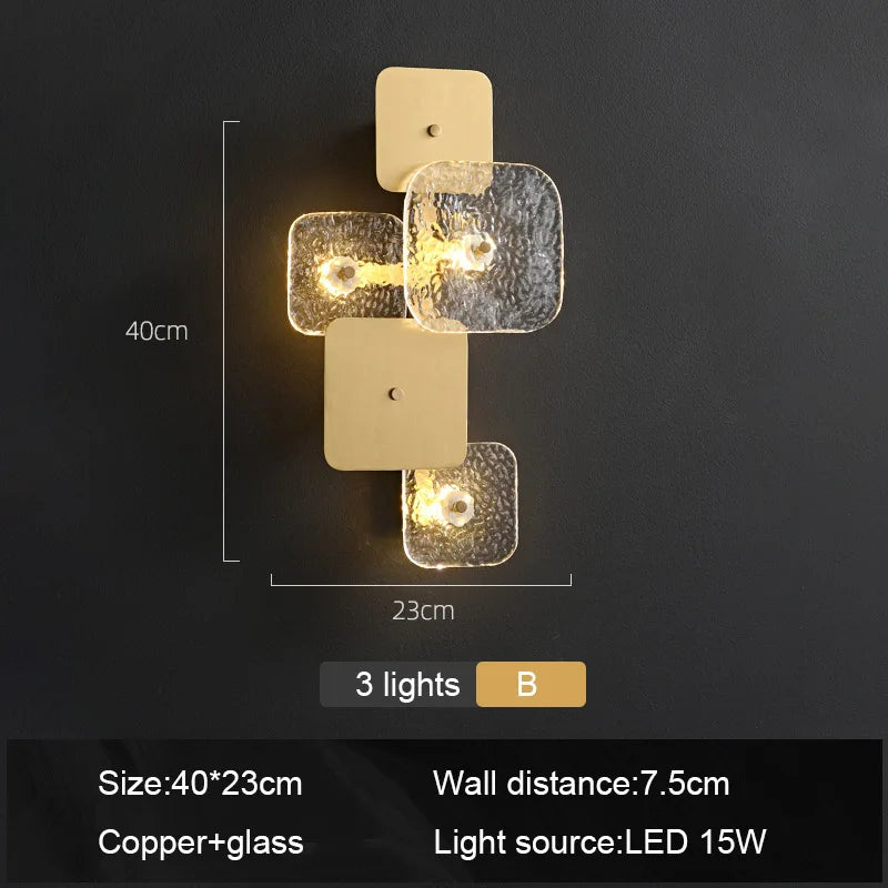 Copper Square Wall Lamp for Elegant Living Room and Bedroom Lighting