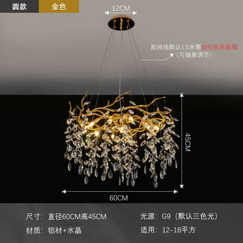 Golden Branch Led Ceiling Chandelier Modern Living Room Pendant Lights