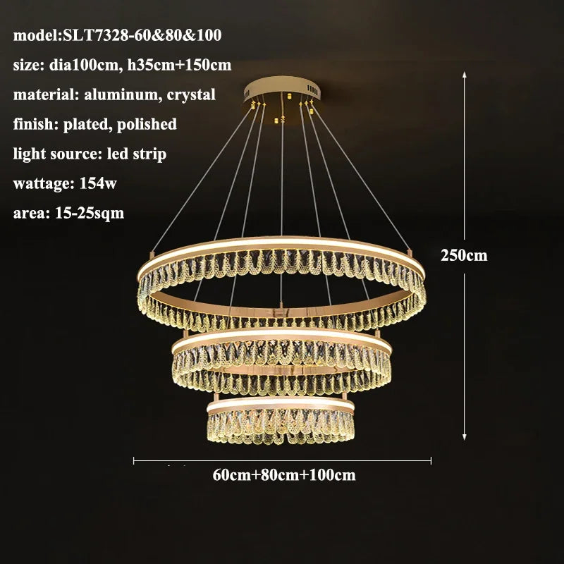 2024 Modern Crystal LED Chandelier for Living & Dining Room Decor