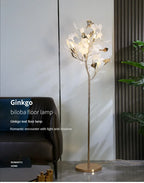 Nordic Ginkgo Leaf Living Room Floor Lamp - Modern Bedroom Night Light