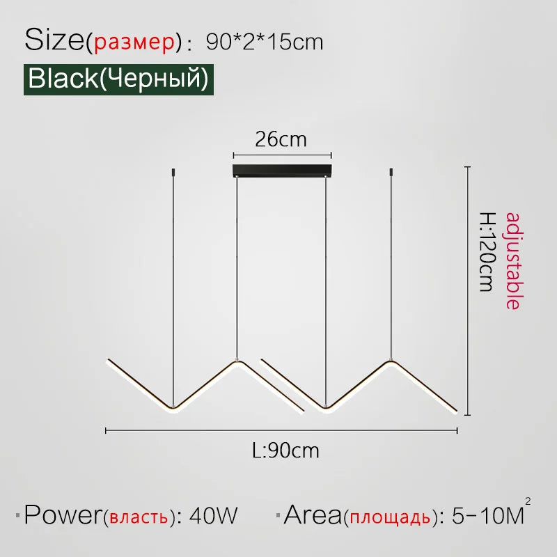 Modern Nordic Line Chandelier for Dining Table and Bar Settings