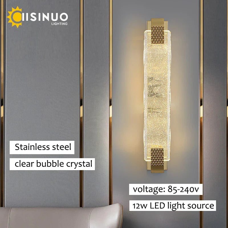Crystal LED Wall Sconce: Luxury Gold Light Fixture for Home Decor