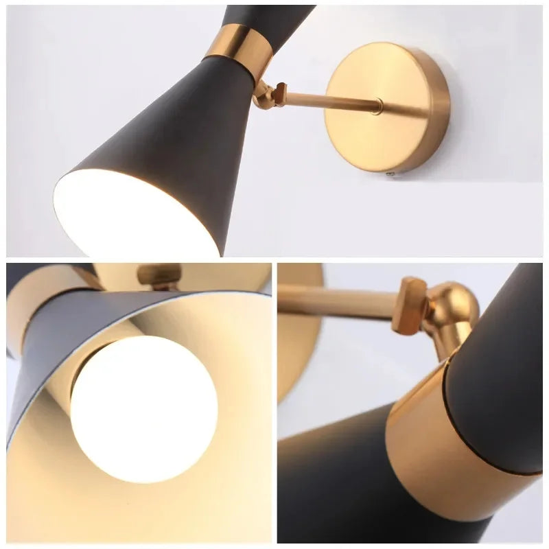 Minimalist Gold Black Bedside Wall Light for Nordic Home Living