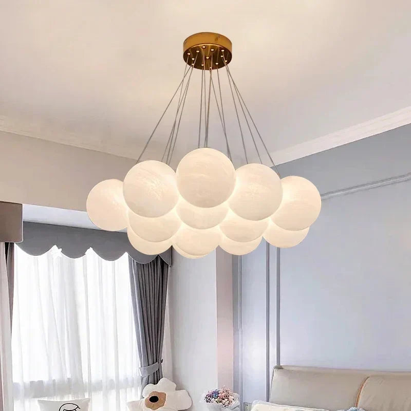 Glass Ball Chandelier: Modern French Style Ceiling Lamp for Home.